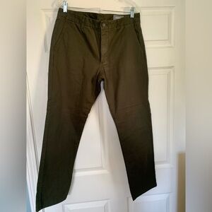 Bonobos Chino Pants Mens 34x30 Slim Fit Olive Green Dark Khaki Slacks